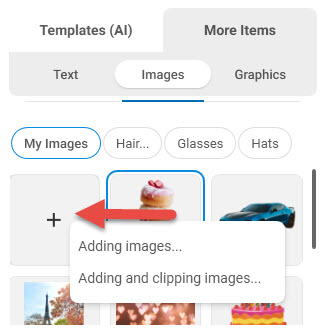Adding photos and cut-outs to the image library