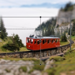 Vertical blur template added to train photo